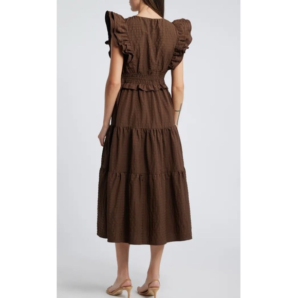 MOON RIVER Ruffle Midi Dress Large - Picture 3 of 12